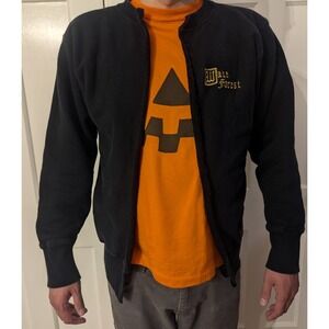 VTG Y2K USA Made Wake Forest Demon Decons Unisex Cardigan Blk Heavy Grunge Rare